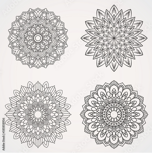 Canvas Print Bundle flower Mandala with Ornaments