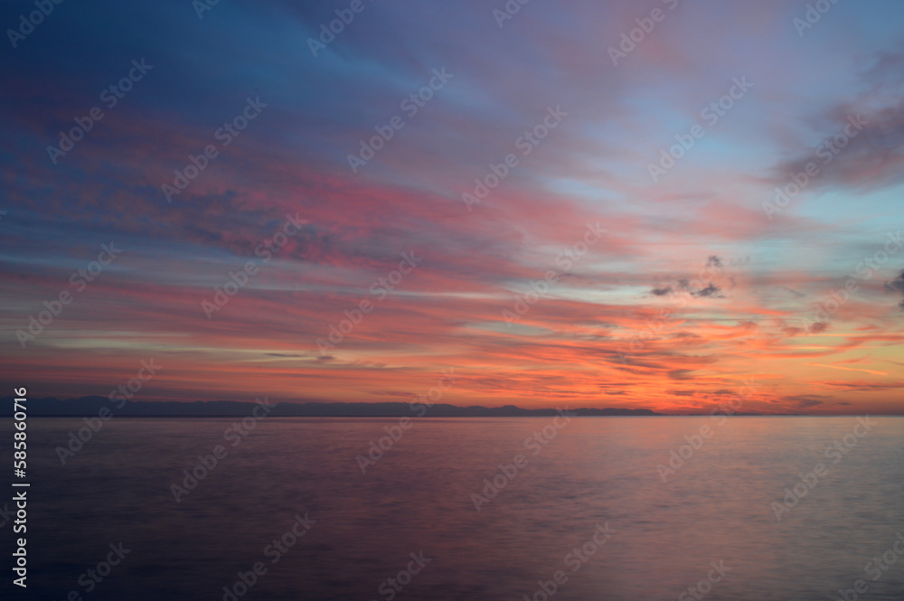 Beautiful seascape with sunrise of the Mediterranean sea