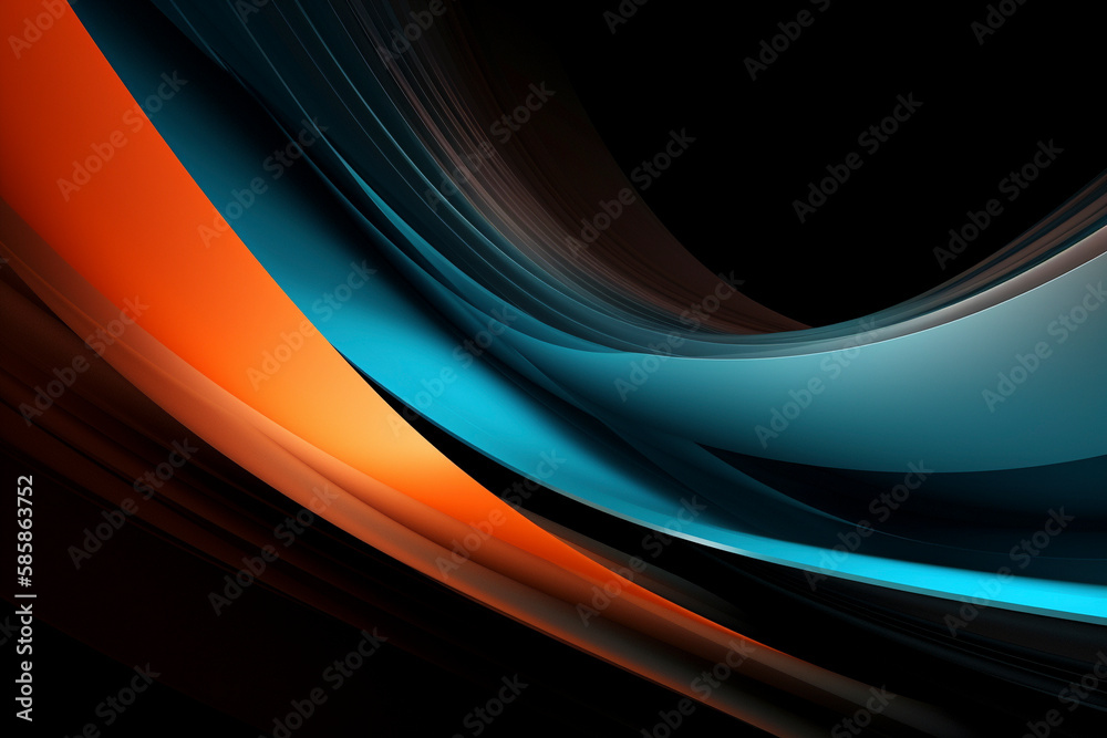 Abstract blue and orange background with lines - Generative Ai Stock ...