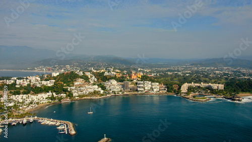 Wallpaper Mural Aerial view of Peninsula de Santiago in city Manzanillo, Mexico. Beautiful bitch and luxury hotels and boat and yacht berth Torontodigital.ca