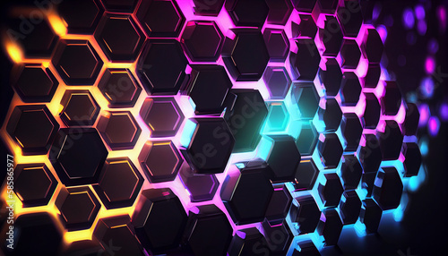 Abstract background with hexagons - Generative Ai