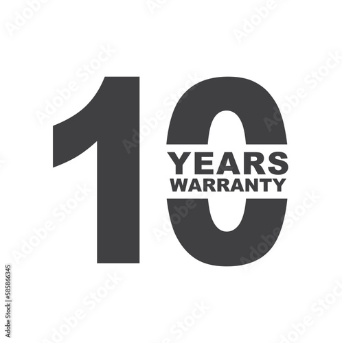 10 year warranty label - flat icon.