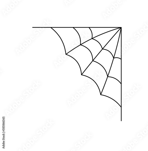 Vector isolated one single simple minimal decorative spider web corner right angle colorless black and white contour line easy drawing