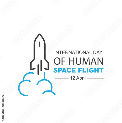 International Day of Human Space Flight 12 April., vector, icon.