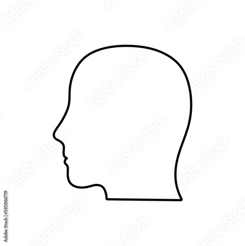 Vector isolated one single bald head side view contour colorless black and white contour line easy drawing