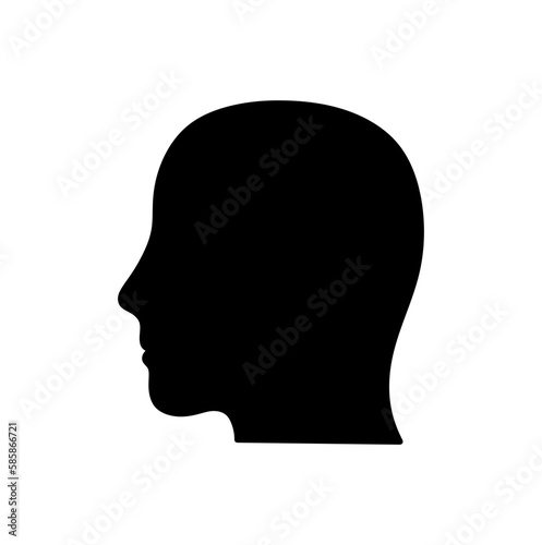 Vector isolated one single bald head side view contour colorless black and white outline silhouette shadow shape © MariMuz