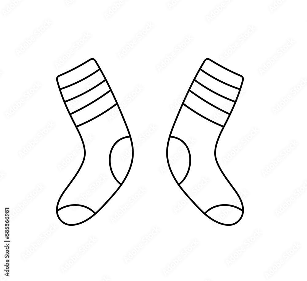 Vector isolated one simple minimal pair of two socks with stripes and