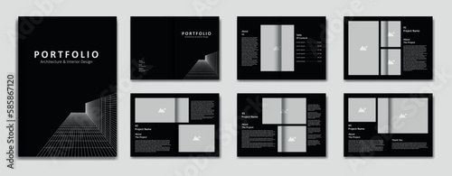 Architecture Portfolio Design Template, Architectural Portfolio Layout Design, A4 Size Print Ready Brochure For Architectural Design.