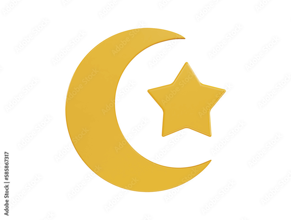 moon and star islamic icon 3d rendering vector illustration moon and star islamic icon 3d rendering vector illustration