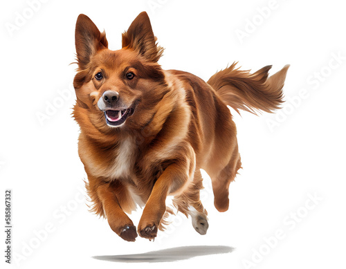 Brown dog running happily on a transparent background for decorating projects. generative AI © I LOVE PNG