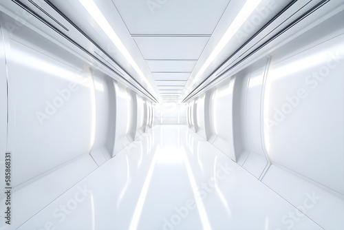 White,bright futuristic room, ai generative illustration