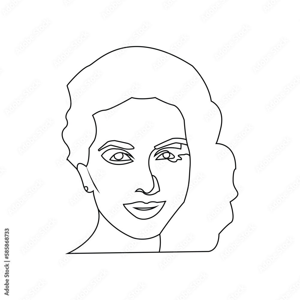 outline drawing nice a girl