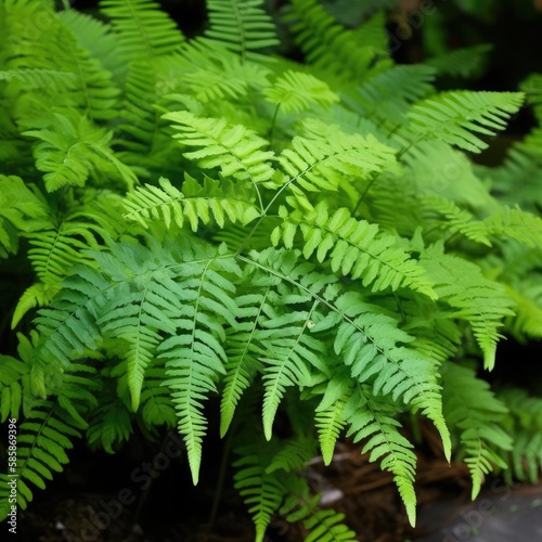 Green leaves tropical foliage plant bush of Wart fern ai generated