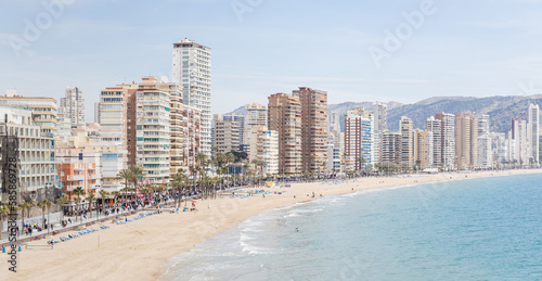 seaside view of the city Benidorm Spain	
