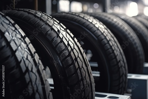 production of tires for cars close-up. AI generated