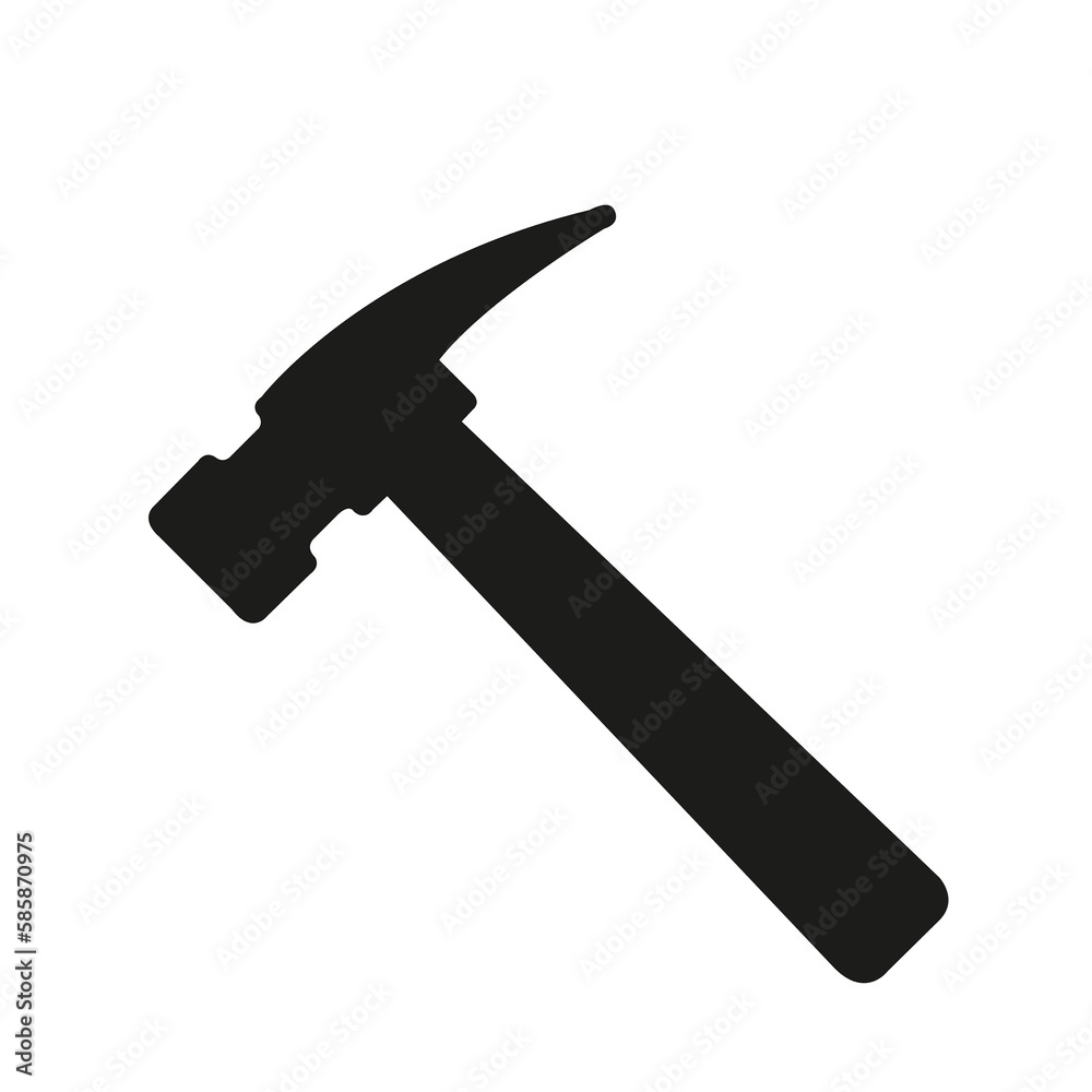 Icono de martillo sobre un fondo blanco liso y aislado. Vista de frente y de cerca. Copy space Icono de martillo sobre un fondo blanco liso y aislado. Vista de frente y de cerca. Copy space