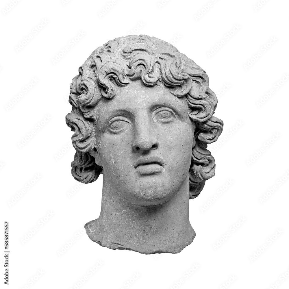Antique terracotta head of greek youth isolated Antique terracotta head of greek youth isolated