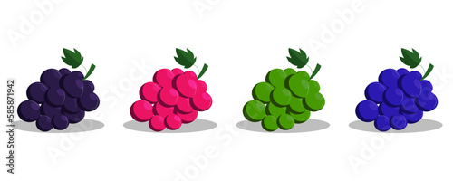 Fototapeta Naklejka Na Ścianę i Meble -  Bonus, raspberry icon. Natural fruits Grapes and blackberries Icons. Vector illustration of grape fruits, different types of fruit maturity on a white background eps10