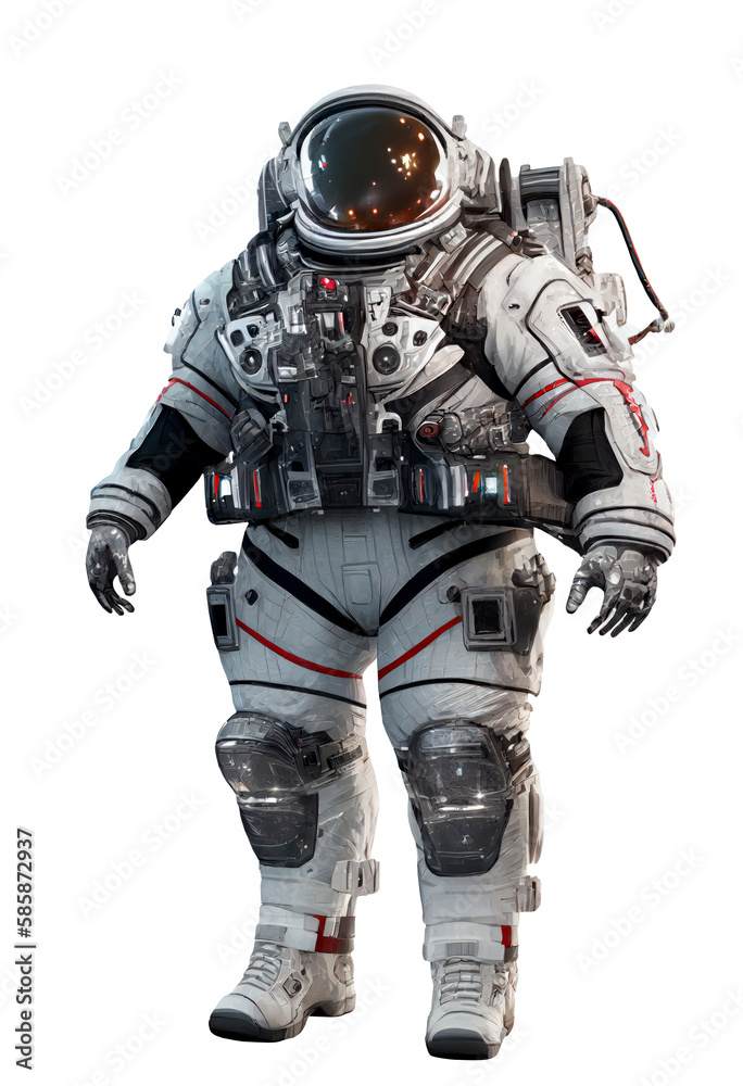 Space suits isolated on white background. Ai generated. Space suits isolated on white background. Ai generated.