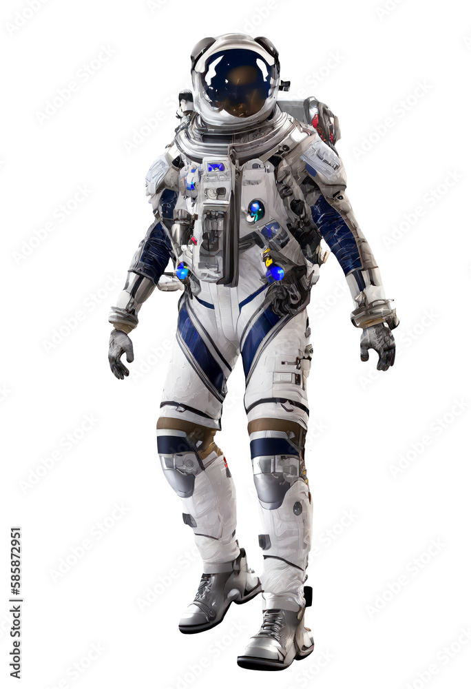 Space suits isolated on white background. Ai generated. Space suits isolated on white background. Ai generated.