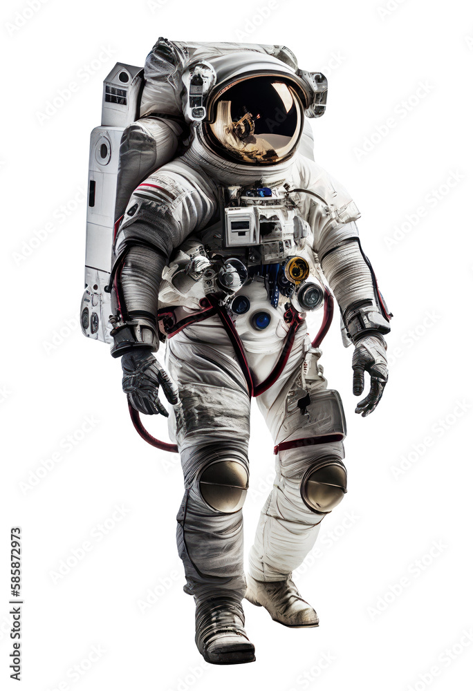 Space suits isolated on white background.  Ai generated.