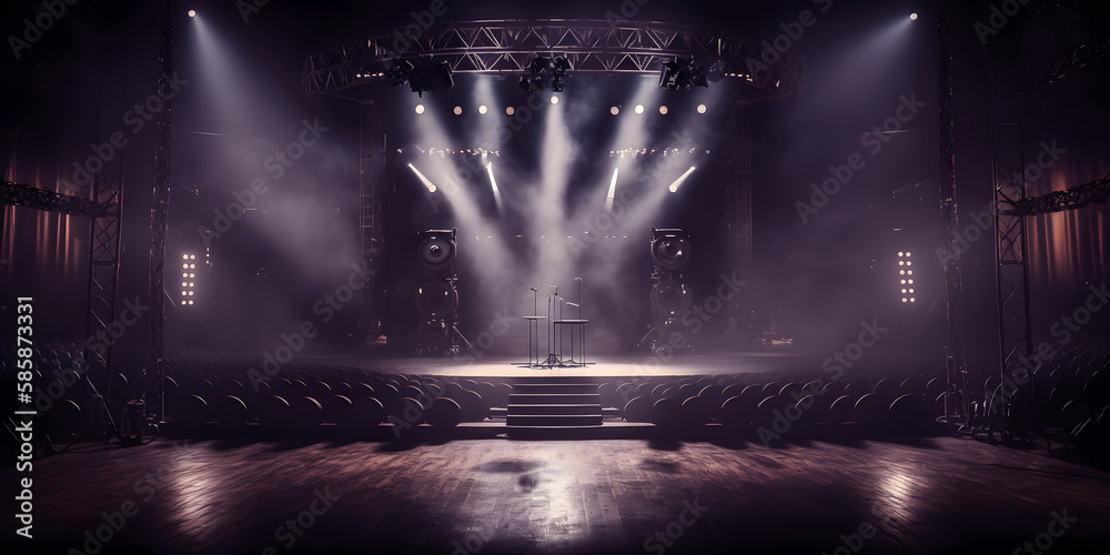 Concept Public speaking on stage with mic. Microphone for singer music