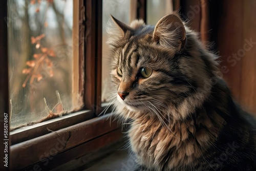 cat at window, created with generative AI