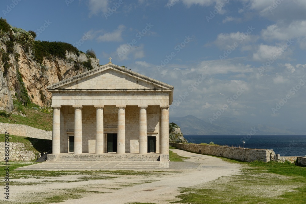 Old Corfu Fort,Corfu island, Greece- St George's chapel built in the classical Romanesque style.