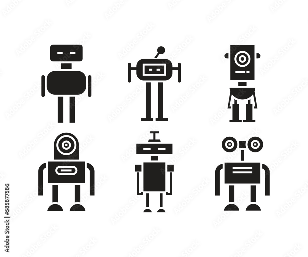 smart robot character icons set smart robot character icons set