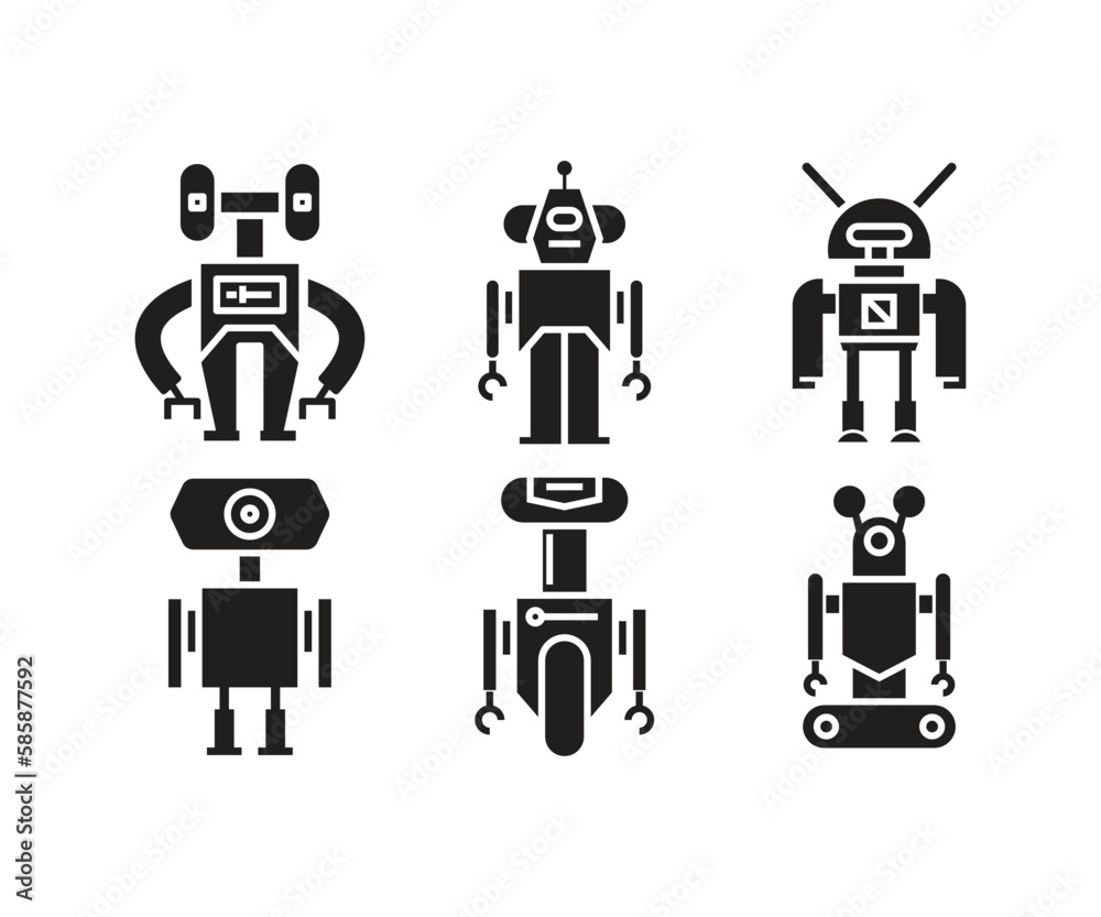 cute robot character icons vector illustration cute robot character icons vector illustration