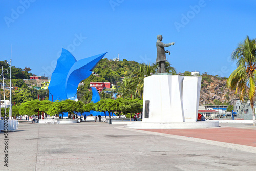 Manzanillo city , tropical Colima, Mexico. Waterfront Harbour Pier at Cruise ship terminal. photo
