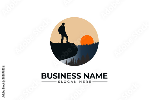Hiking adventure Mountain Outdoor wilderness travel logo