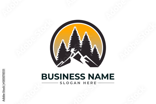 Hiking adventure Mountain Outdoor wilderness travel logo
