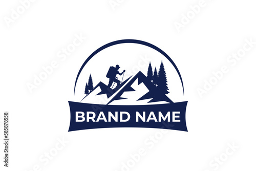 Hiking adventure Mountain Outdoor wilderness travel logo