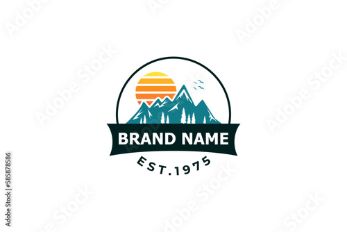 Hiking adventure Mountain Outdoor wilderness travel logo