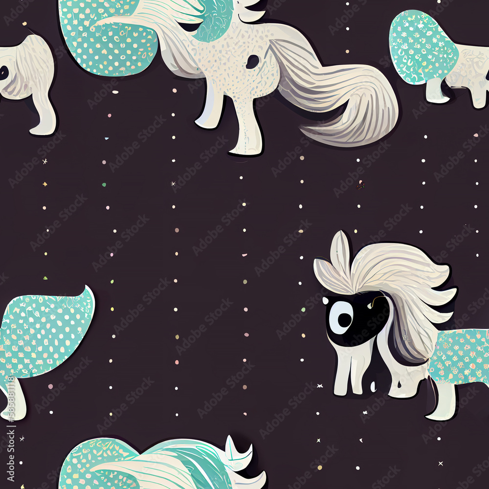 seamless pattern with horses and stars