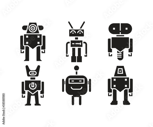 robot character icons set