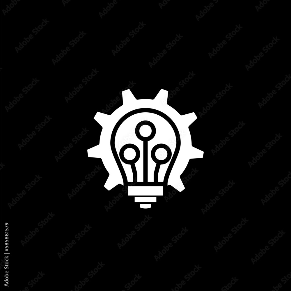 Innovation icon. Bulb icon symbol isolated on black background Innovation icon. Bulb icon symbol isolated on black background