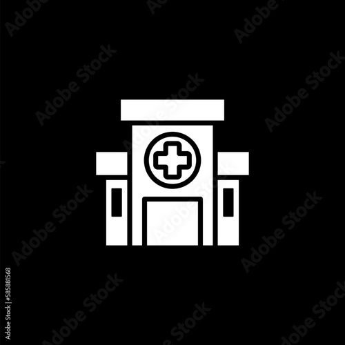 Hospital icon  isolated on black background 
