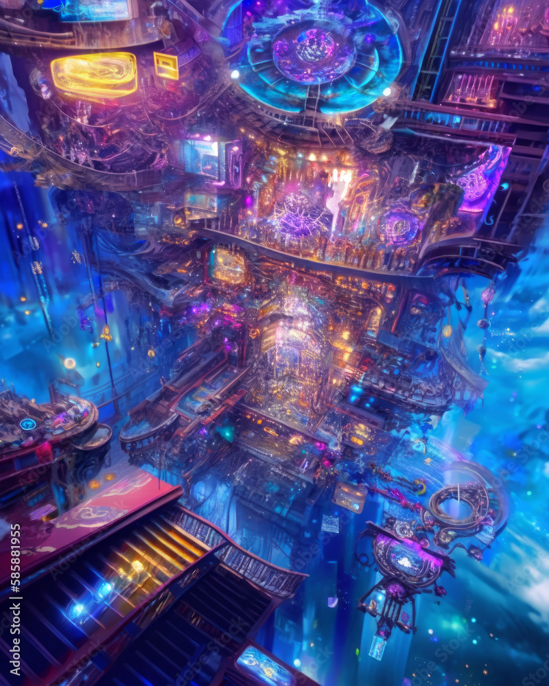 vivid, intricate, and fluid visuals dominate, combines digital ...