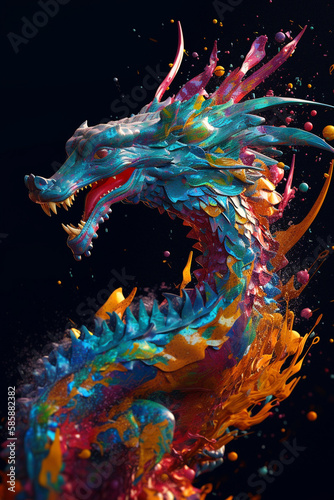 colorful background, dragon