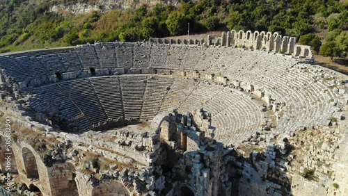 Drone view of Antalya Aspendos Ancient theater