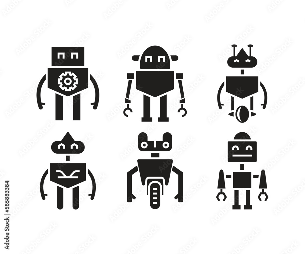 smart robot character icons set smart robot character icons set