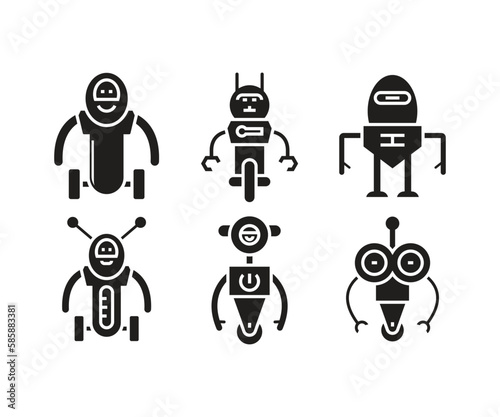 smart robot character icons set