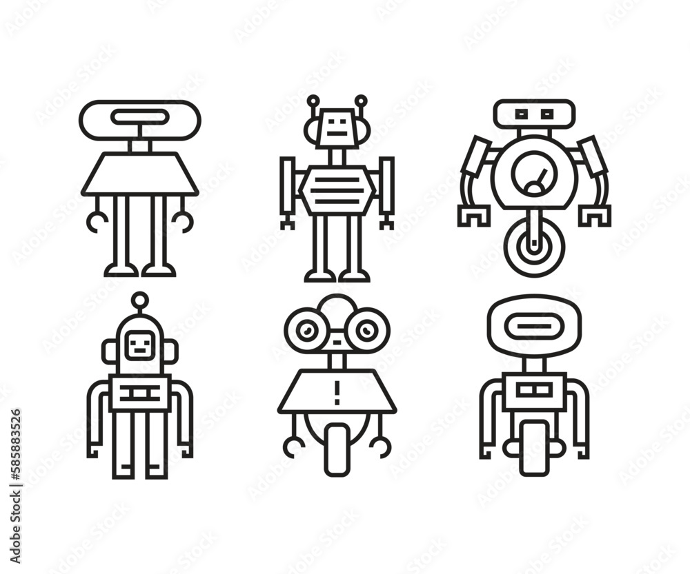 smart robot line icons set vector illustration smart robot line icons set vector illustration
