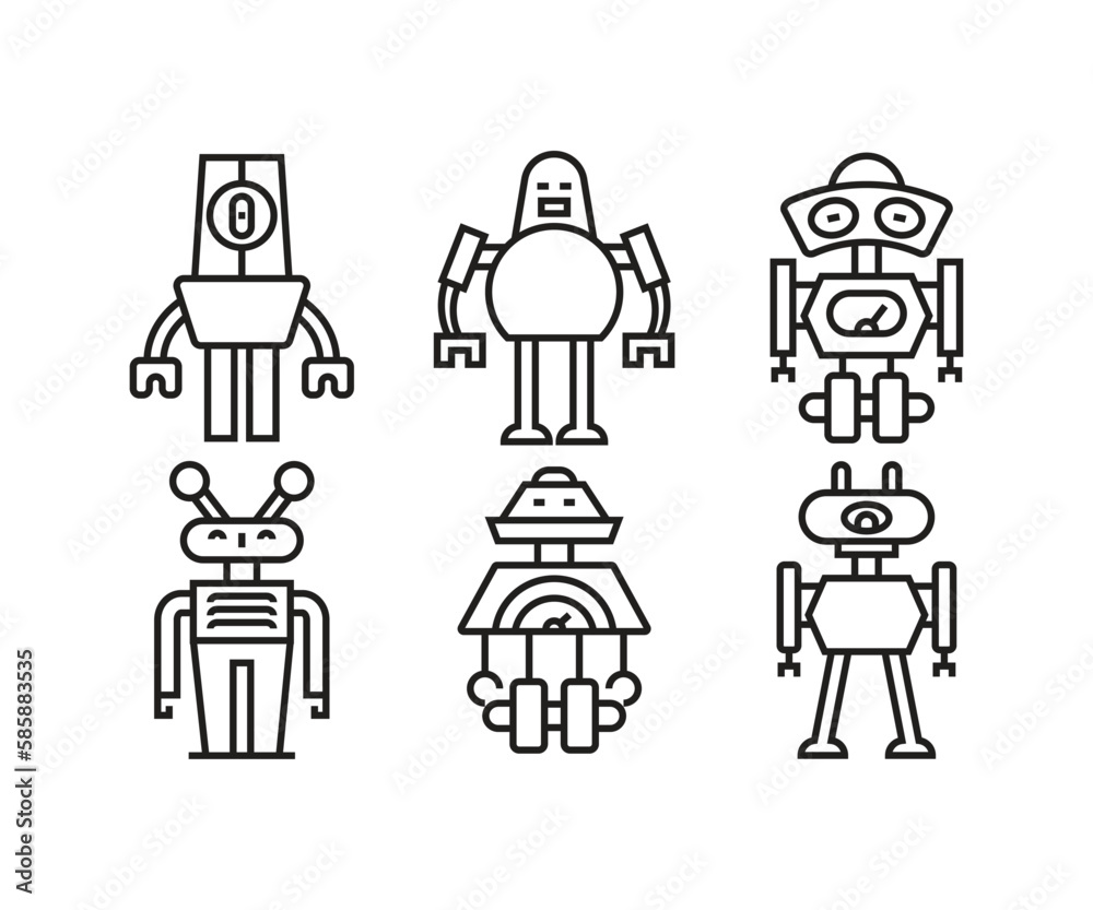 smart robot line icons set vector illustration smart robot line icons set vector illustration