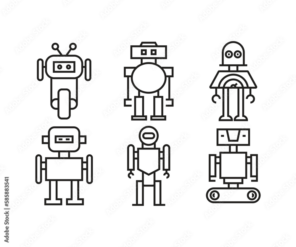 smart robot line icons set vector illustration smart robot line icons set vector illustration