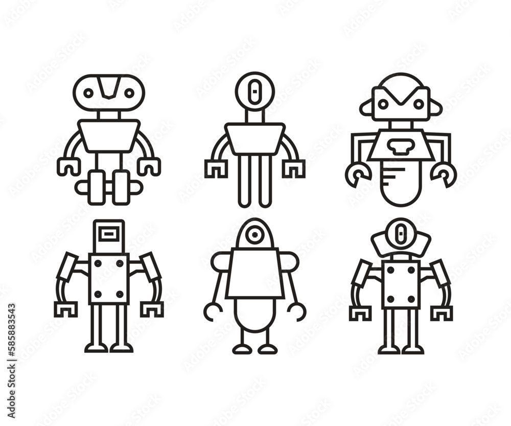 smart robot line icons set vector illustration smart robot line icons set vector illustration