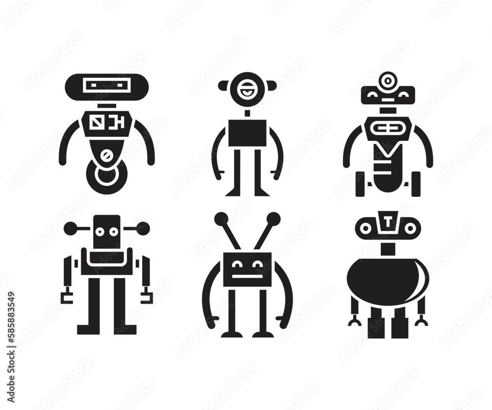smart robot character icons set smart robot character icons set