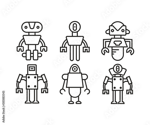 smart robot line icons set vector illustration